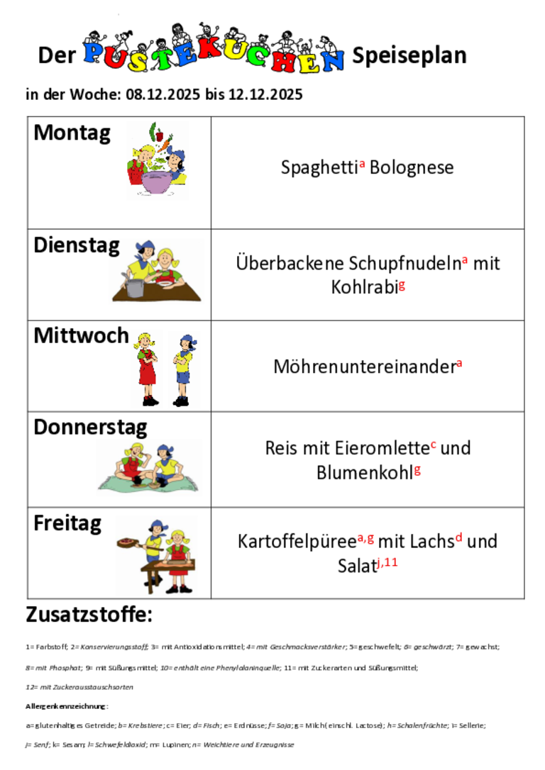 aktueller Speiseplan